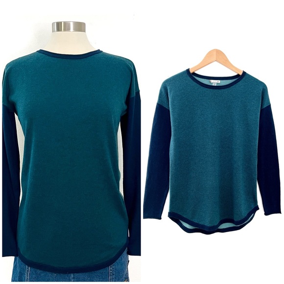 Smartwool Sweater Womens Shadow Pine Colorblock Crew Pullover Blue Green XS - Picture 2 of 11